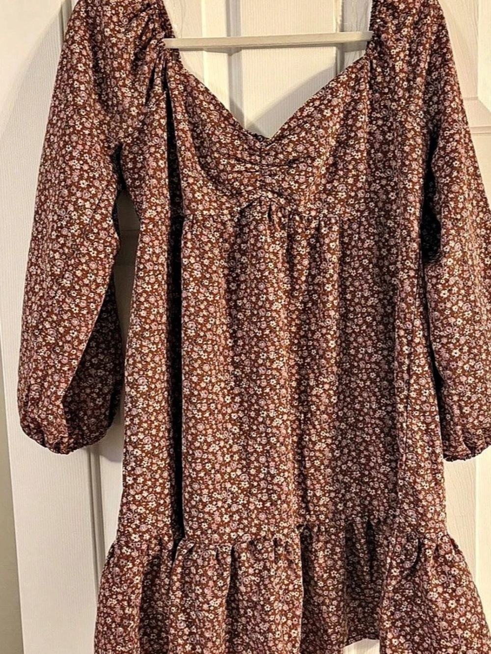 Floral Mini Dress in Brown Like New